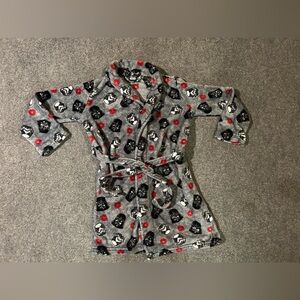 Star Wars Grey Fleece Kids Robe with Black and Red Prints Boys Medium